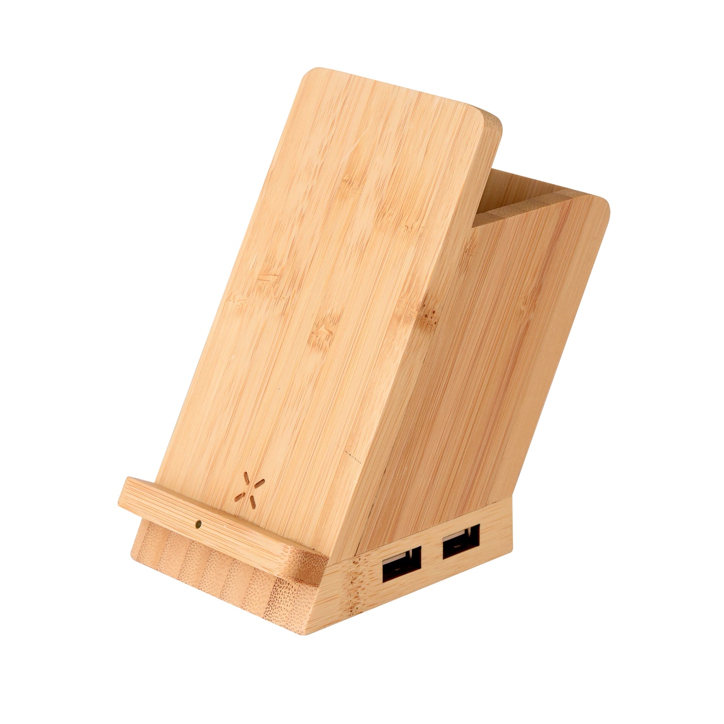 Maple 15W Bamboo Wireless Charger & USB Hub with Pen Stand