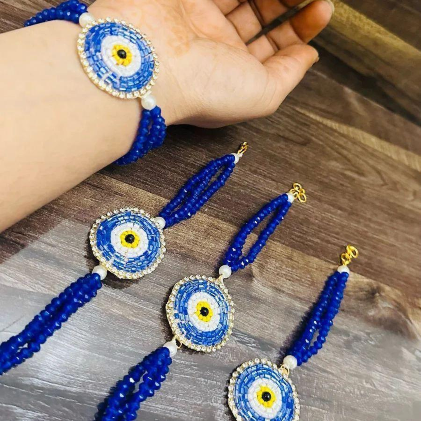 Handcrafted Blue Evil Eye Beaded Bracelet