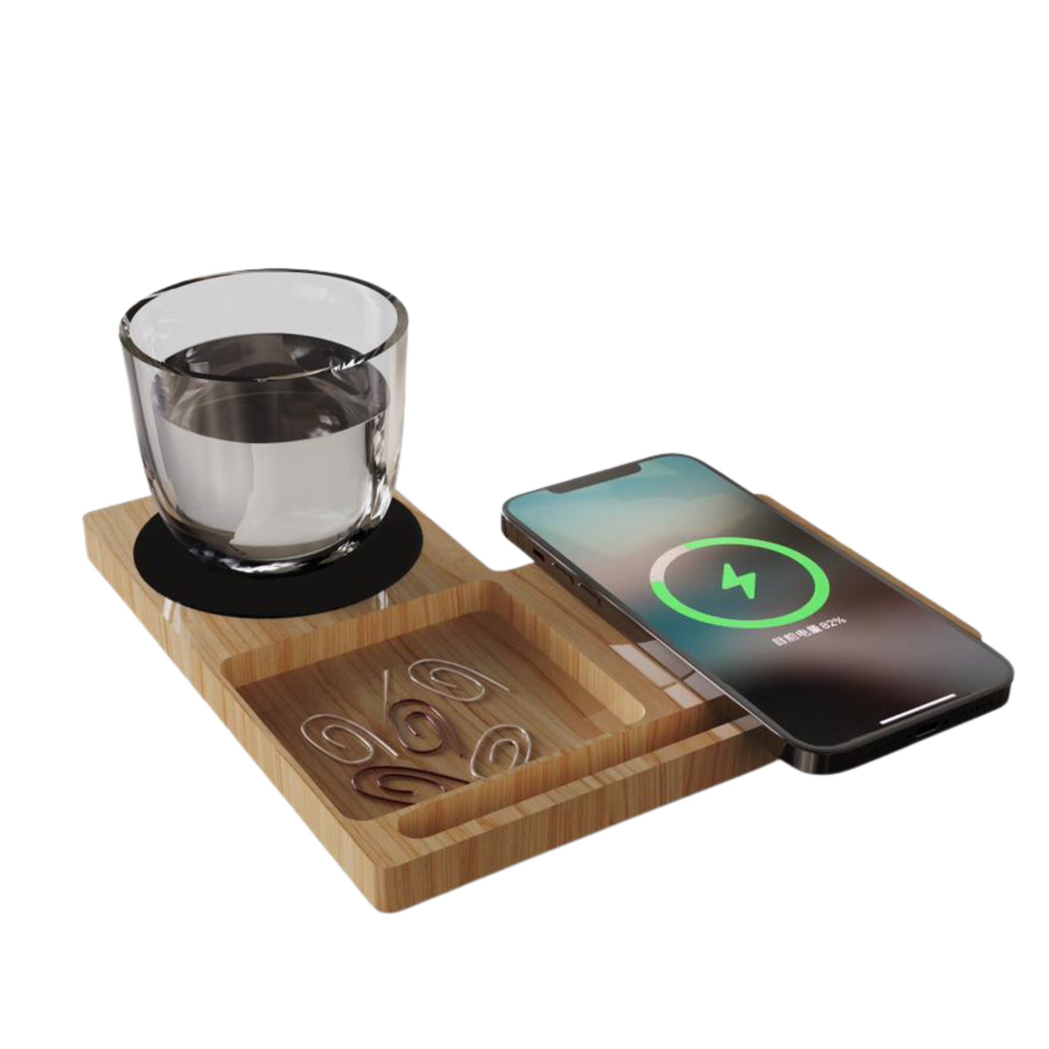 Willow 3.0 Bamboo Wireless Charger with Cup Warmer and Phone Stand
