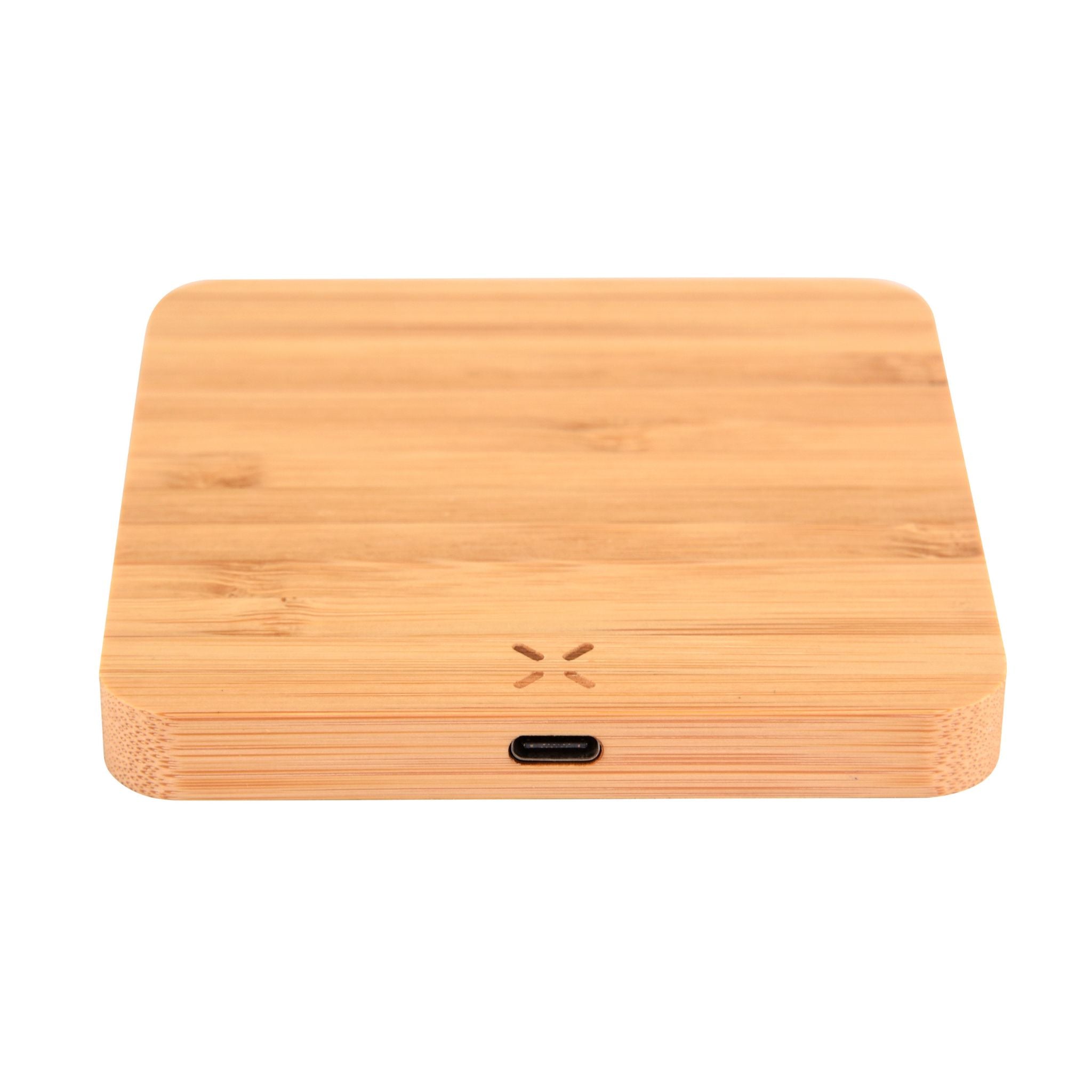 Pine 15W Square Bamboo Wireless Charger with USB Hub