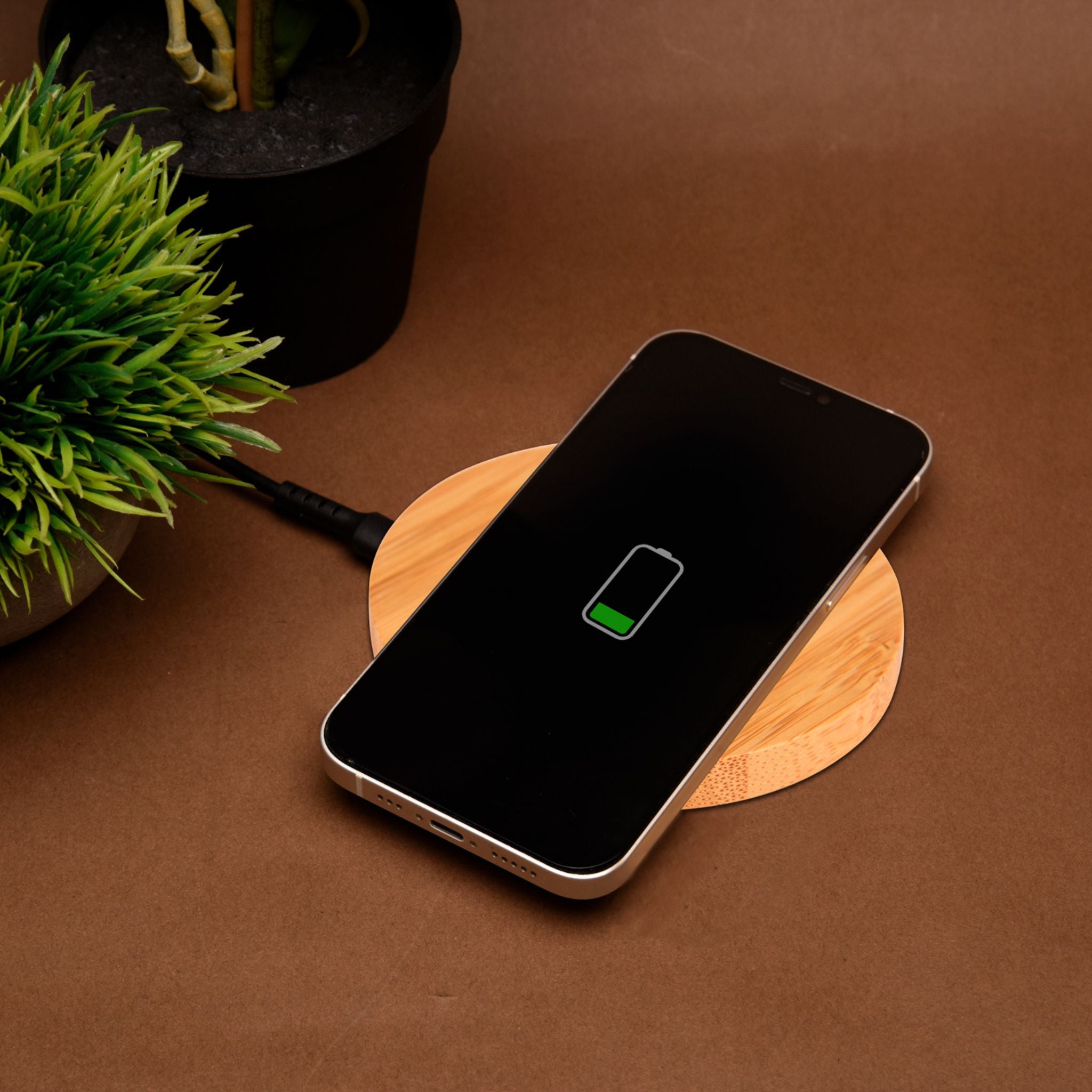 Olive 15W Round Bamboo Wireless Charger
