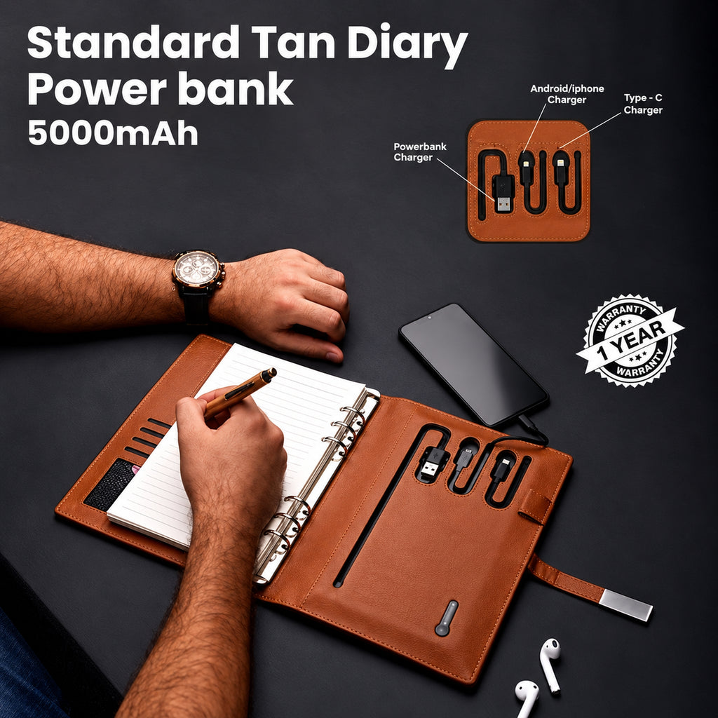 Standard Tan Diary Powerbank 5000mAh