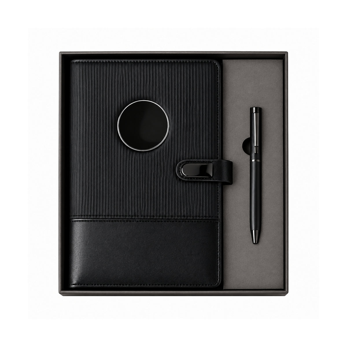 Offigifts Black Wireless Charging Power Bank Diary with Pen