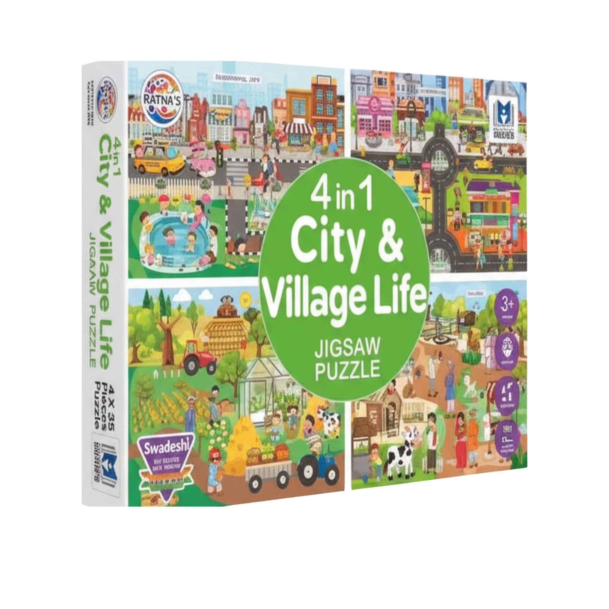 City & Village Life 4 in 1 Jigsaw Puzzle for Kids