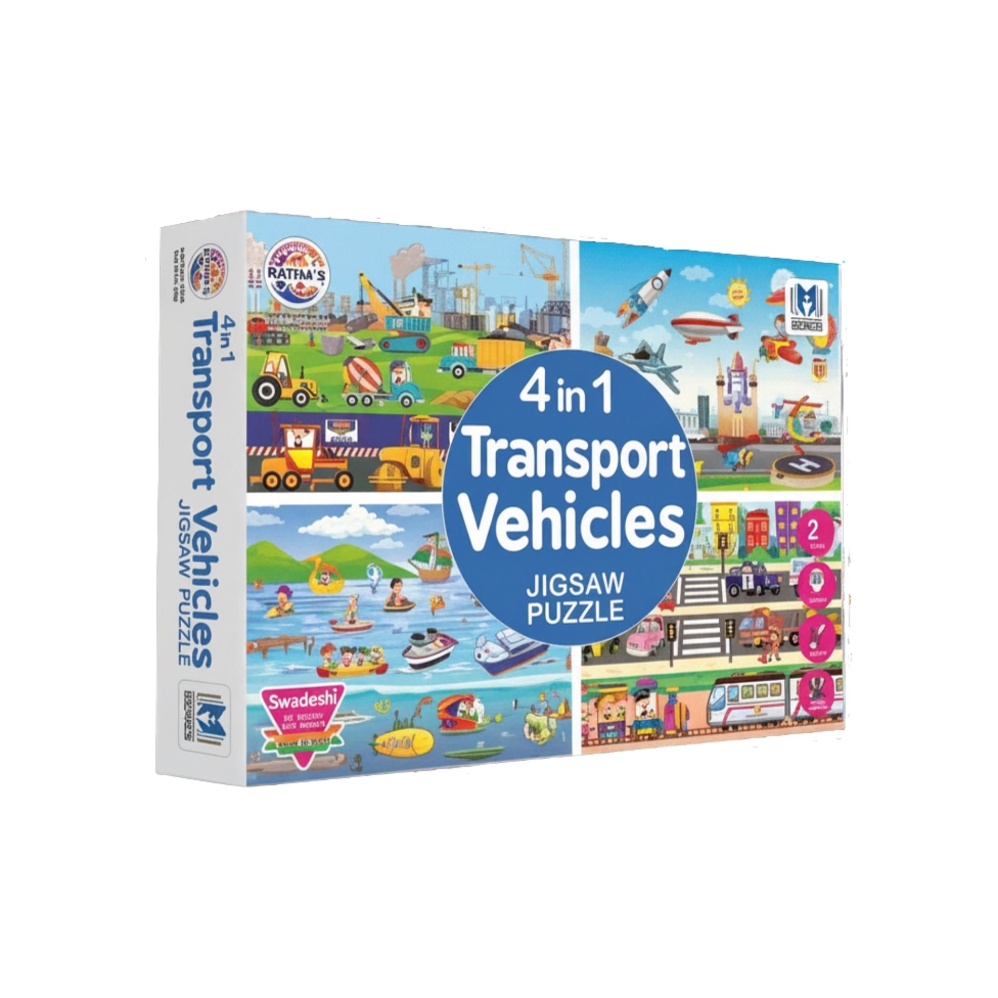Transport Vehicles 4 in 1 Jigsaw Puzzle for Kids