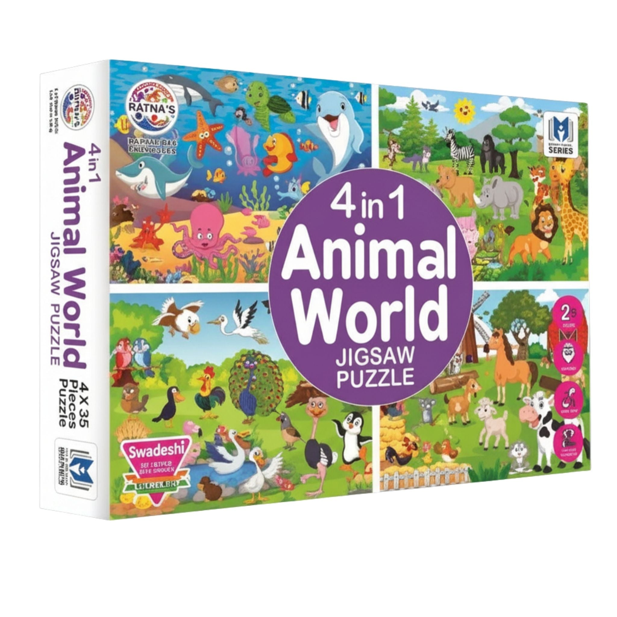 Animal World 4 in 1 Jigsaw Puzzle for Kids