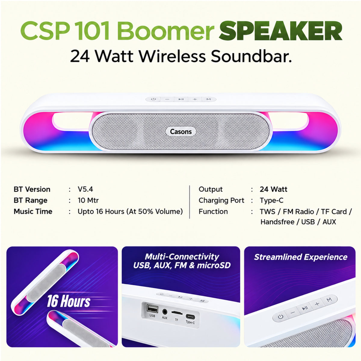 Caidea CSP 101 Boomer 24W Wireless Soundbar