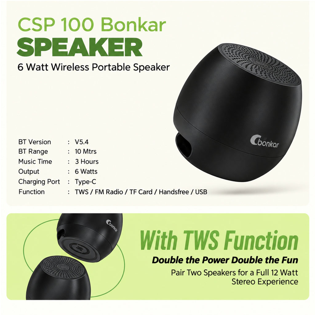 Caidea CSP 100 Bonkar 6W Wireless Portable Speaker