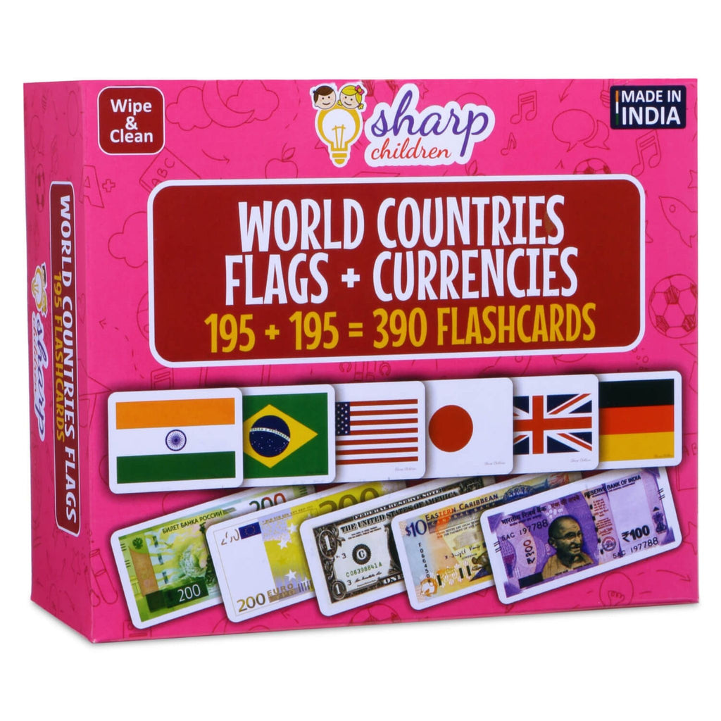 World Countries Flags & Currencies Flashcards – 390 Educational Cards for Kids