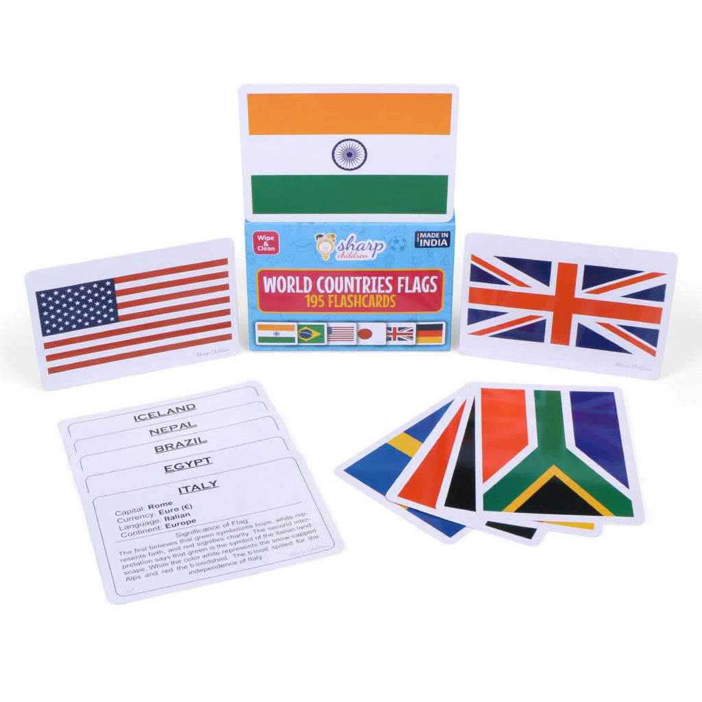 World Countries Flags Flashcards – 195 Educational Cards for Kids