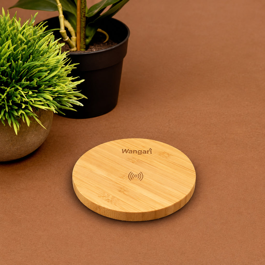 Wangari Olive 15W Round Wireless Bamboo Charger