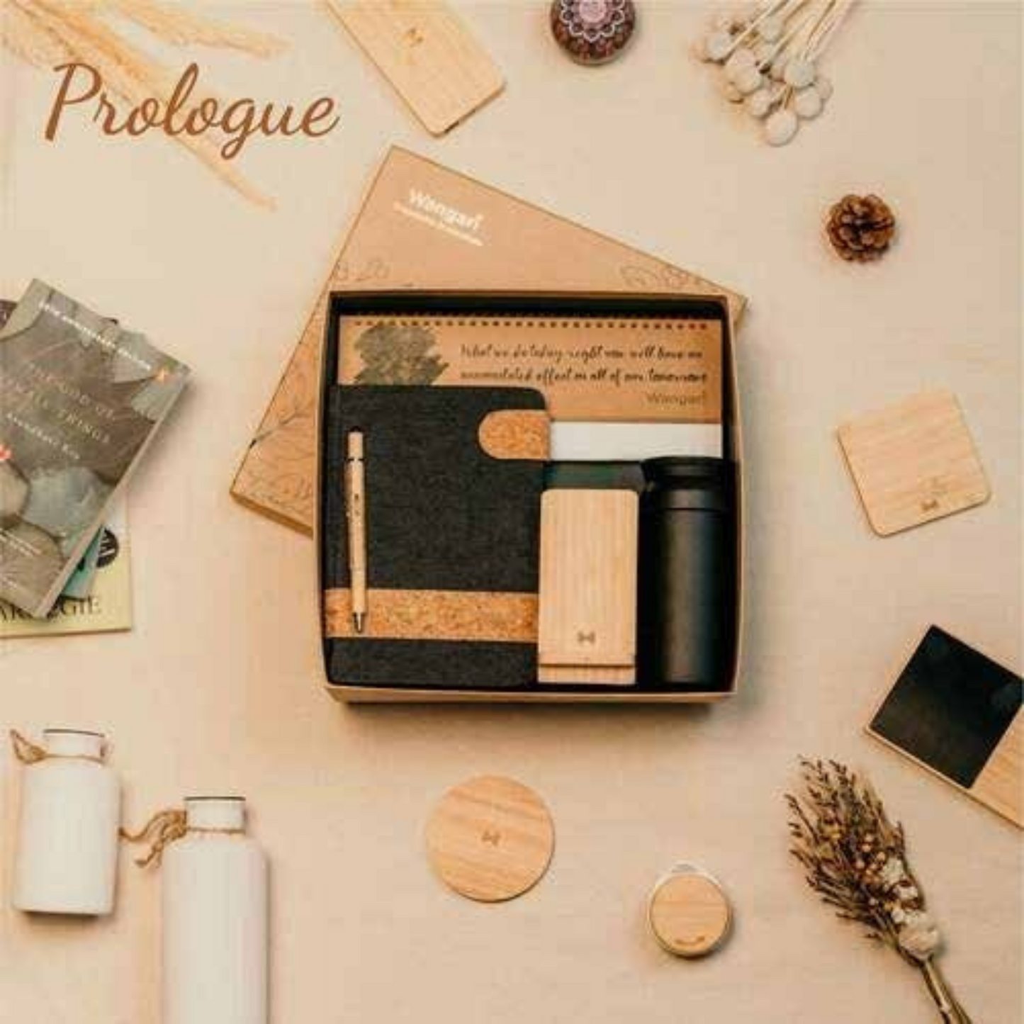 Prologue 5-in-1 Gift Hamper with Wireless Charger, Stainless Steel Flask & Eco Diary