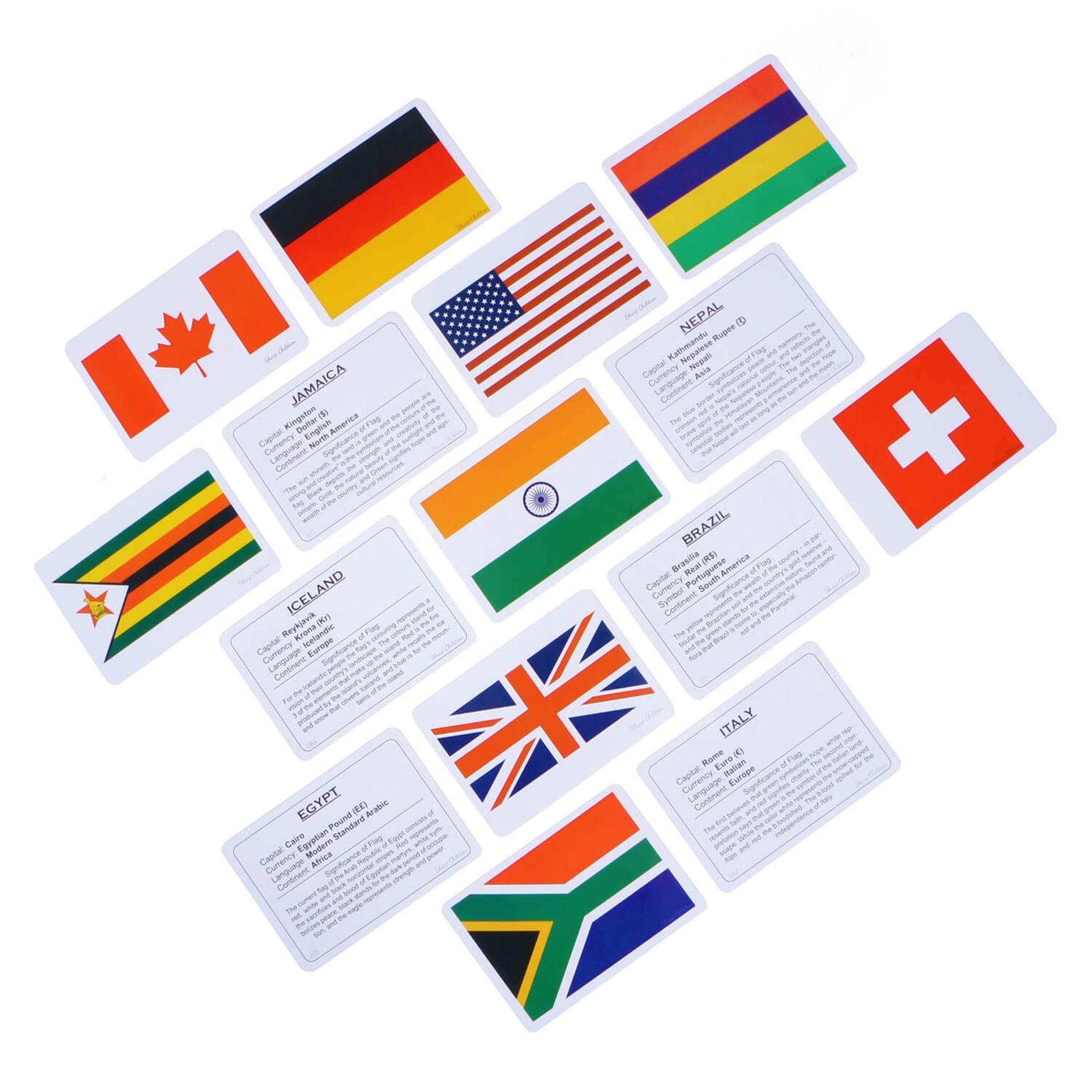 World Countries Flags Flashcards – 195 Educational Cards for Kids