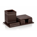 Offigifts Brown Desktop Pen & Stationery Organiser Set