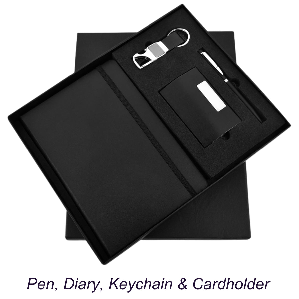 Black Elastic 4 in 1 Corporate Gift Set | Customisable Business Gifting
