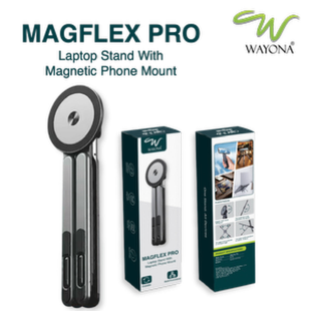 Wayona Magflex Pro Laptop Stand with Magnetic Phone Mount