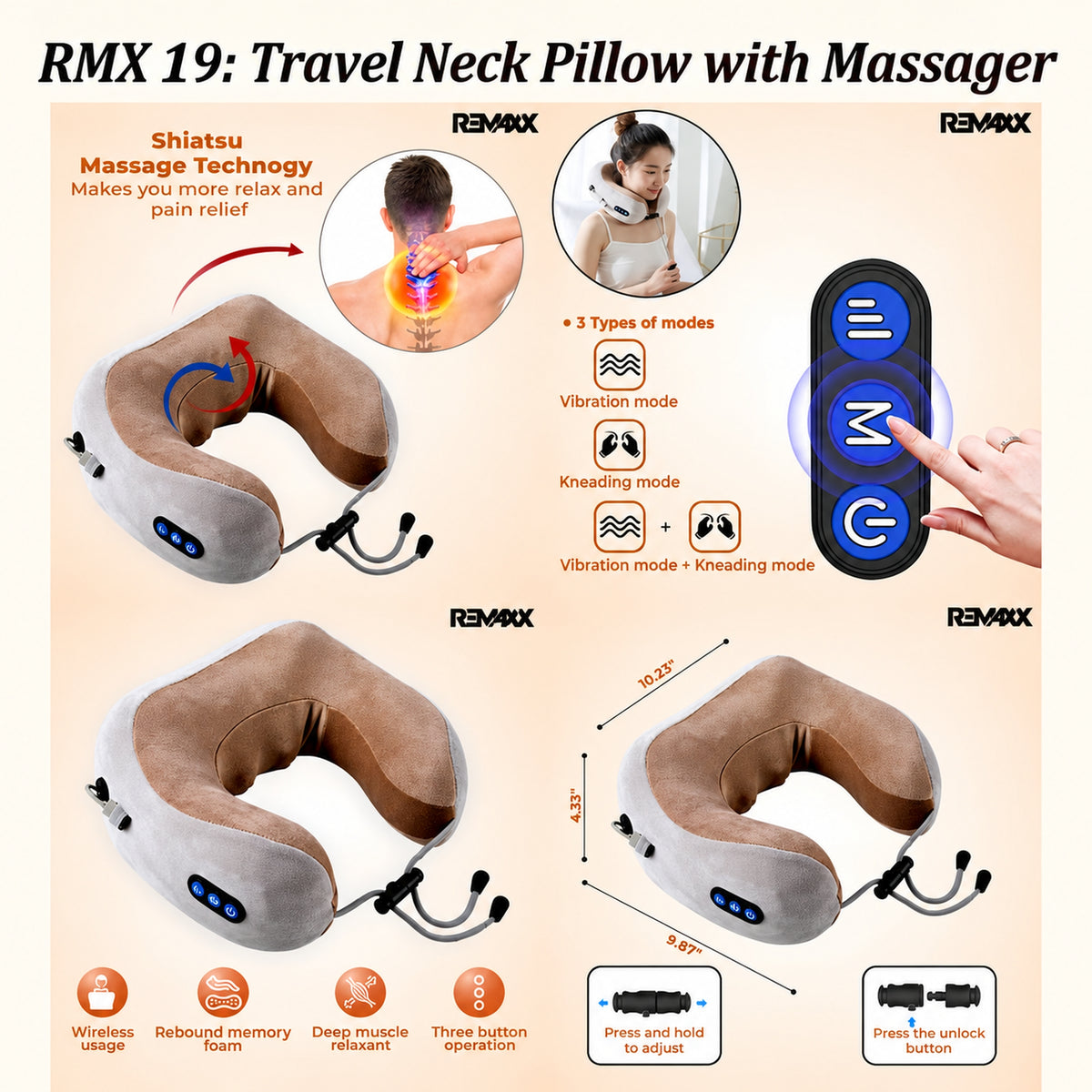 Rmx Travel Massage Pillow