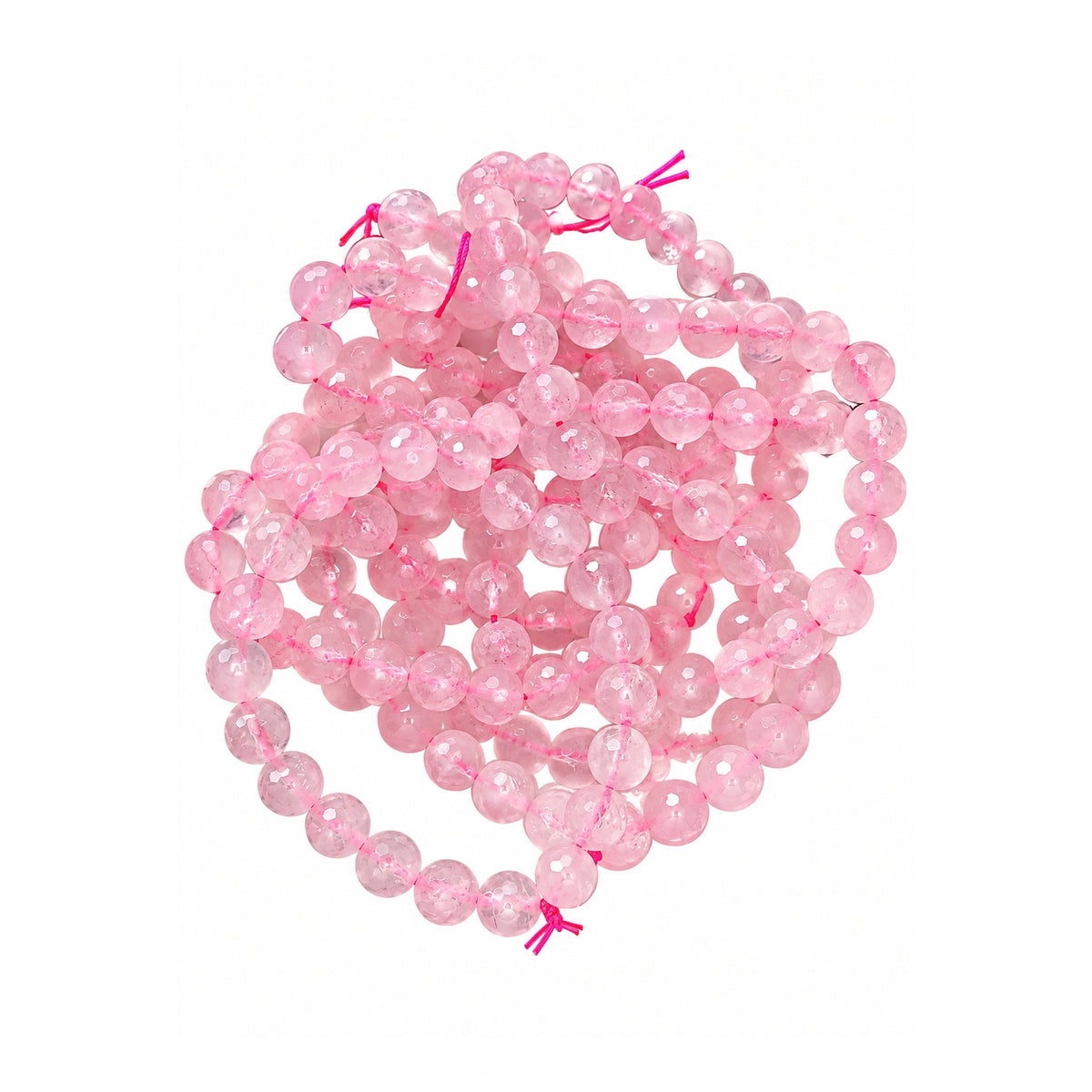 Natural Rose Quartz Diamond Cut Bracelet