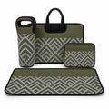 Offigifts Green Neoprene Laptop Sleeve, Bottle Sleeve, Pouch & Desk Mat Set