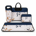 Offigifts Blue Neoprene Laptop Sleeve, Bottle Sleeve, Pouch & Desk Mat Set