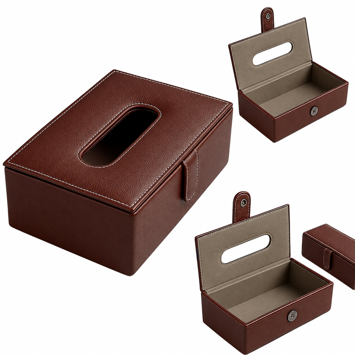 Offigifts Brown Tissue Box & Desk Organiser
