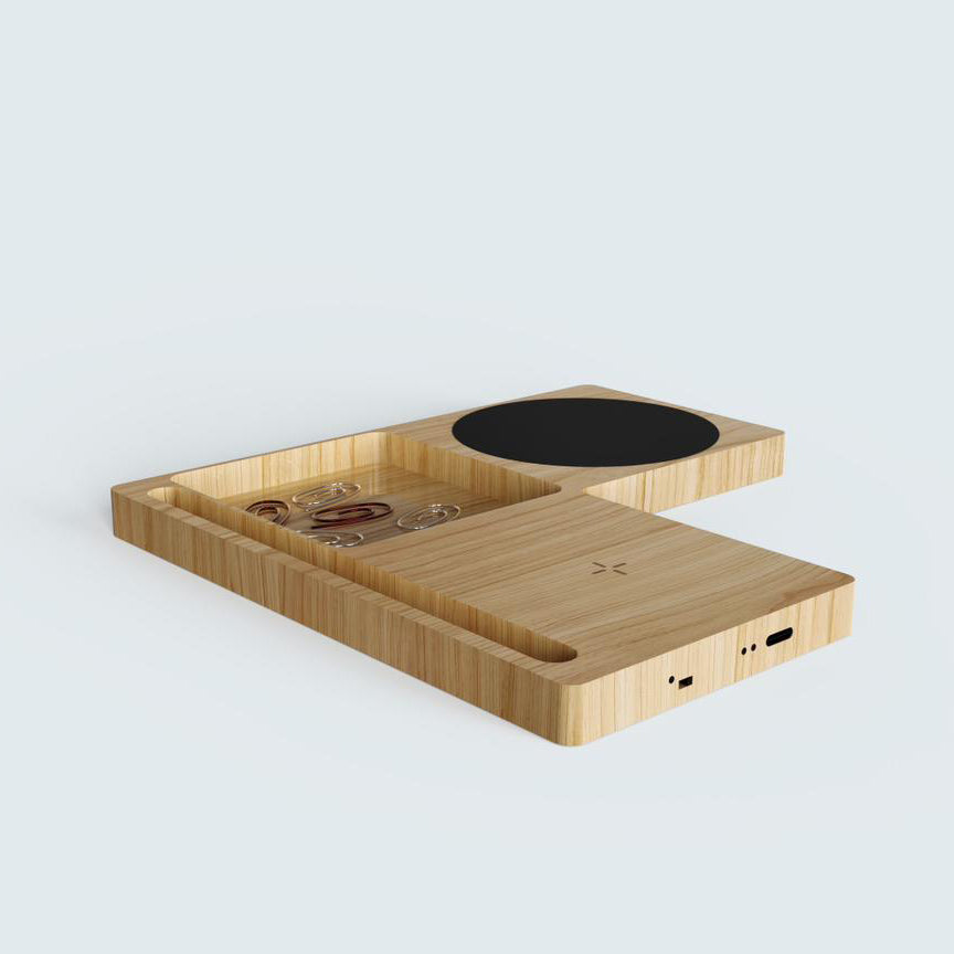 Willow 3.0 Bamboo Wireless Charger with Cup Warmer and Phone Stand