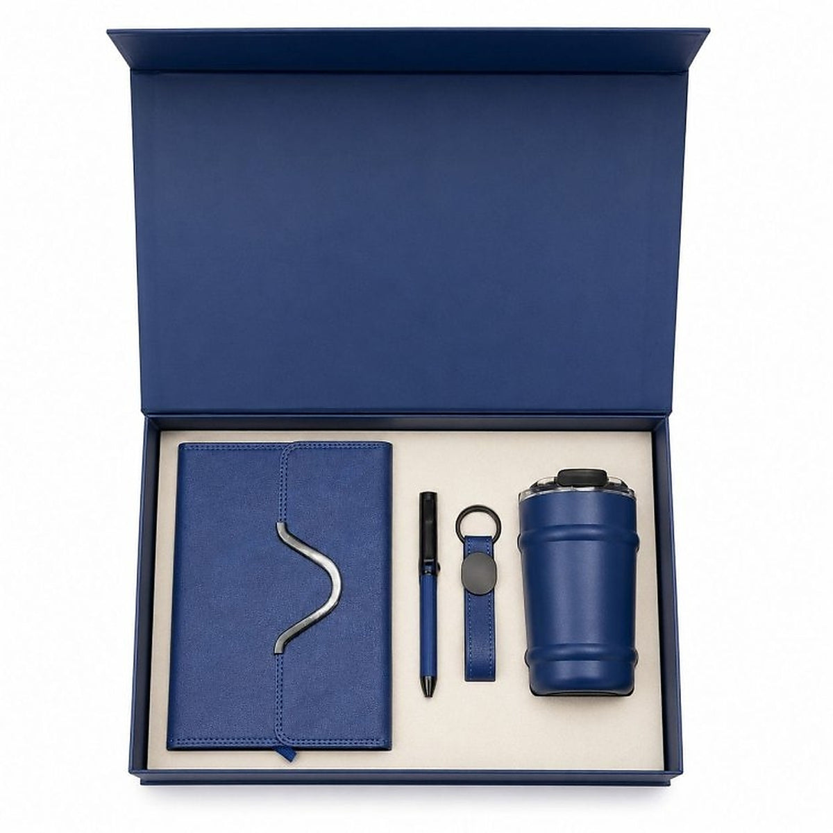 Offigifts Blue Diary, Pen, Keychain & Travel Mug Gift Set