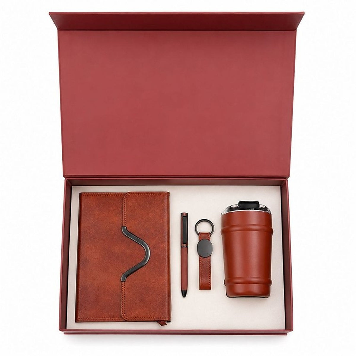 Offigifts Rust Diary, Pen, Keychain & Travel Mug Gift Set