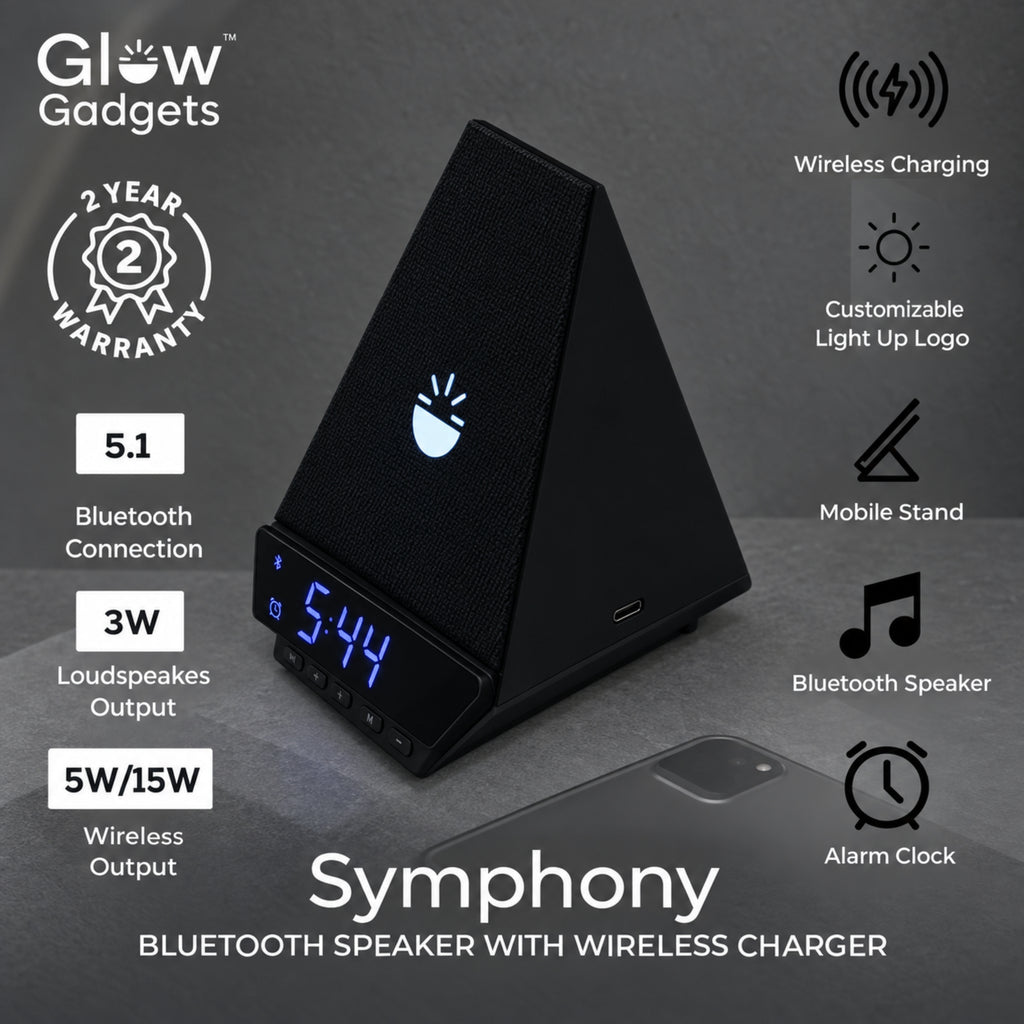 Glow Gadgets Symphony Bluetooth Speaker with Wireless Charging