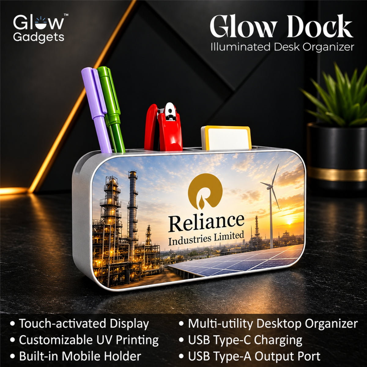Glow Gadgets Glow Dock Illuminated Desk Organizer
