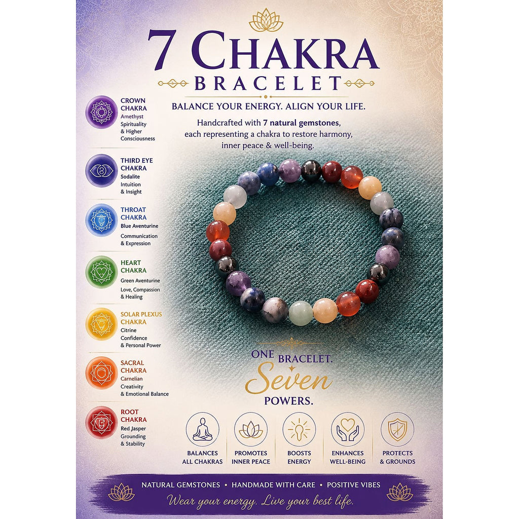 7 Chakra Natural Gemstone Bracelet
