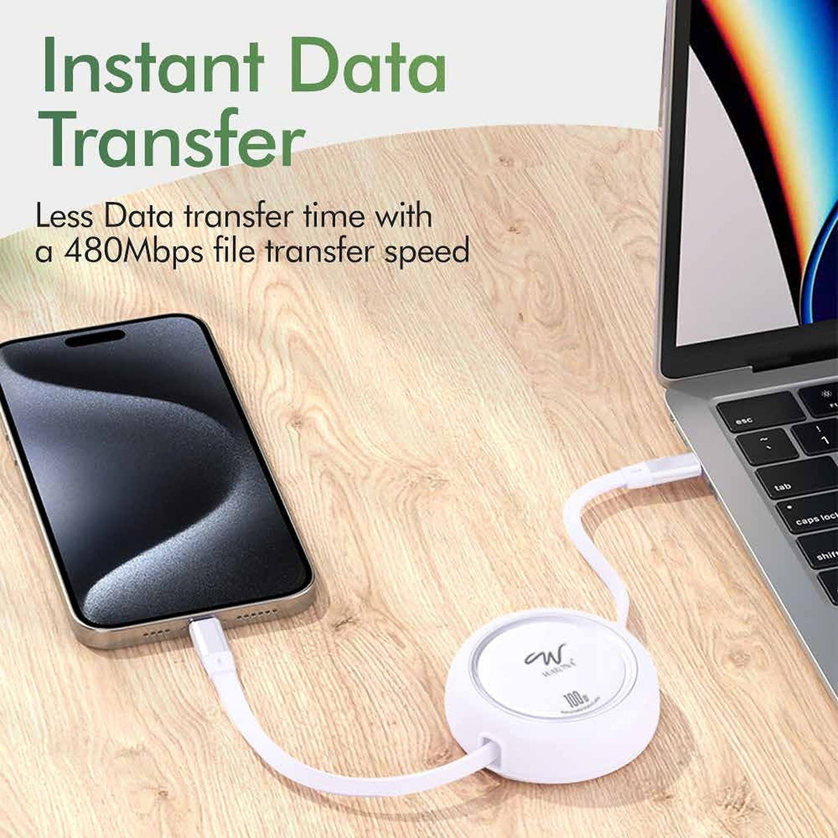 Wayona Flexi Reel Retractable Charging Cable