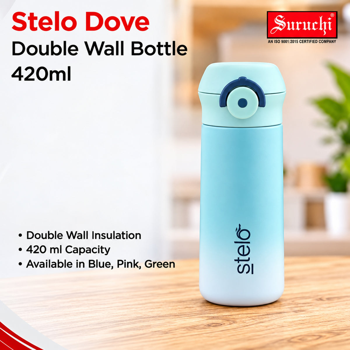 Stelo Dove 420ml Double Wall Bottle