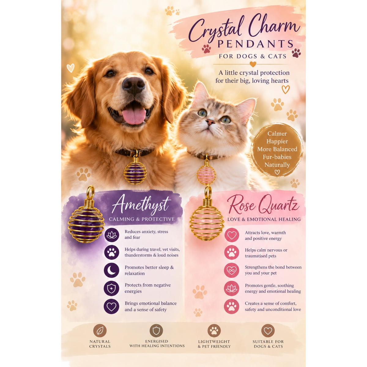 Crystal Charm Pendant for Dogs & Cats