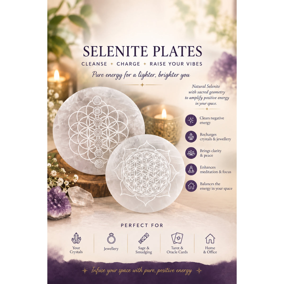Natural Selenite Charging Plate