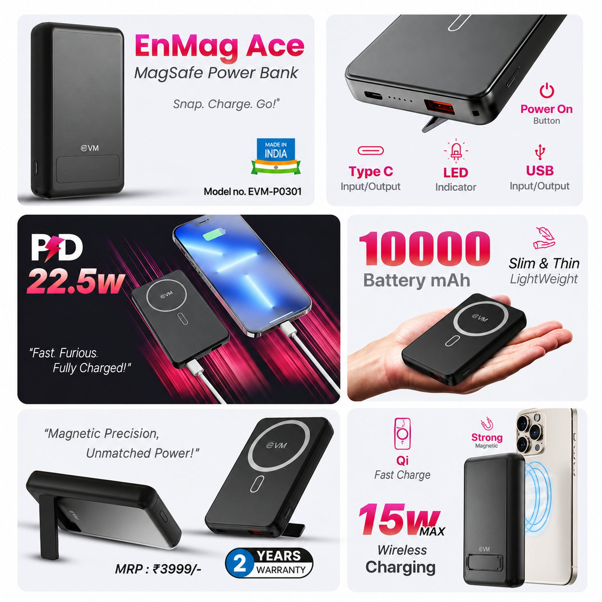 EVM EnMag Ace 10000mAh MagSafe Power Bank
