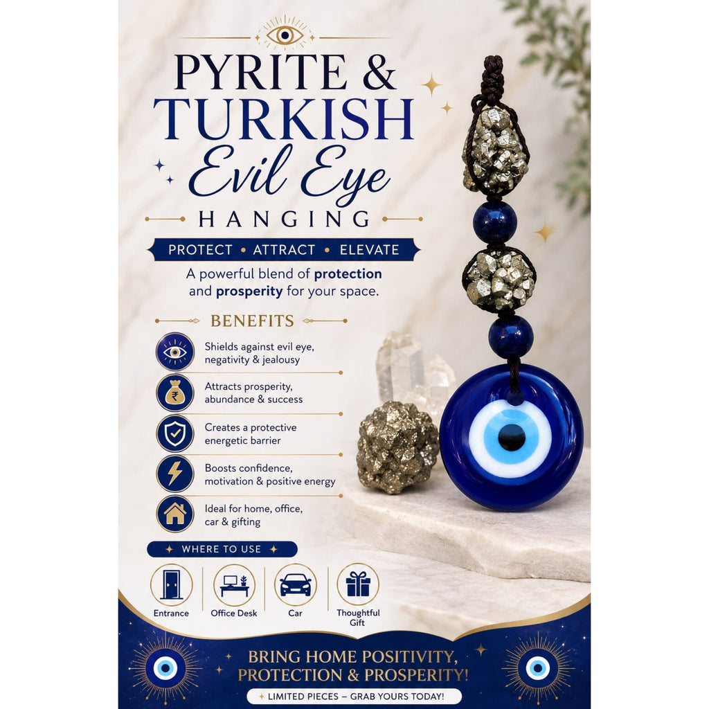 Pyrite & Turkish Evil Eye Hanging