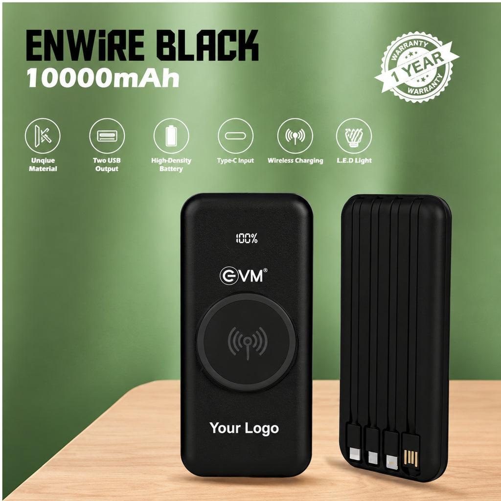 EVM EnWire 10000mAh Power Bank - Black
