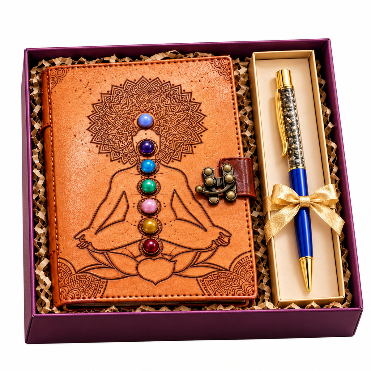 Chakra Healing Journal + Pyrite Pen Gift Set