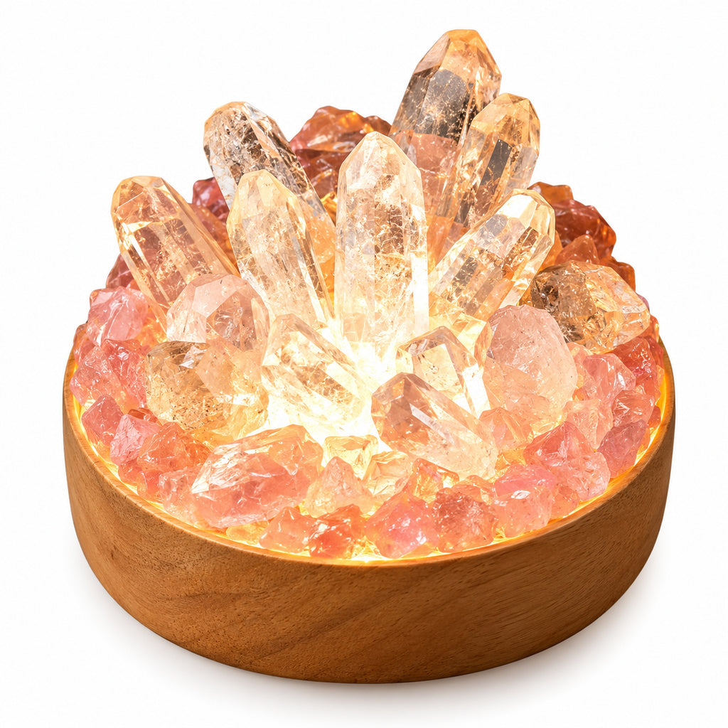 Phantom Quartz & Rose Quartz Crystal Night Lamp