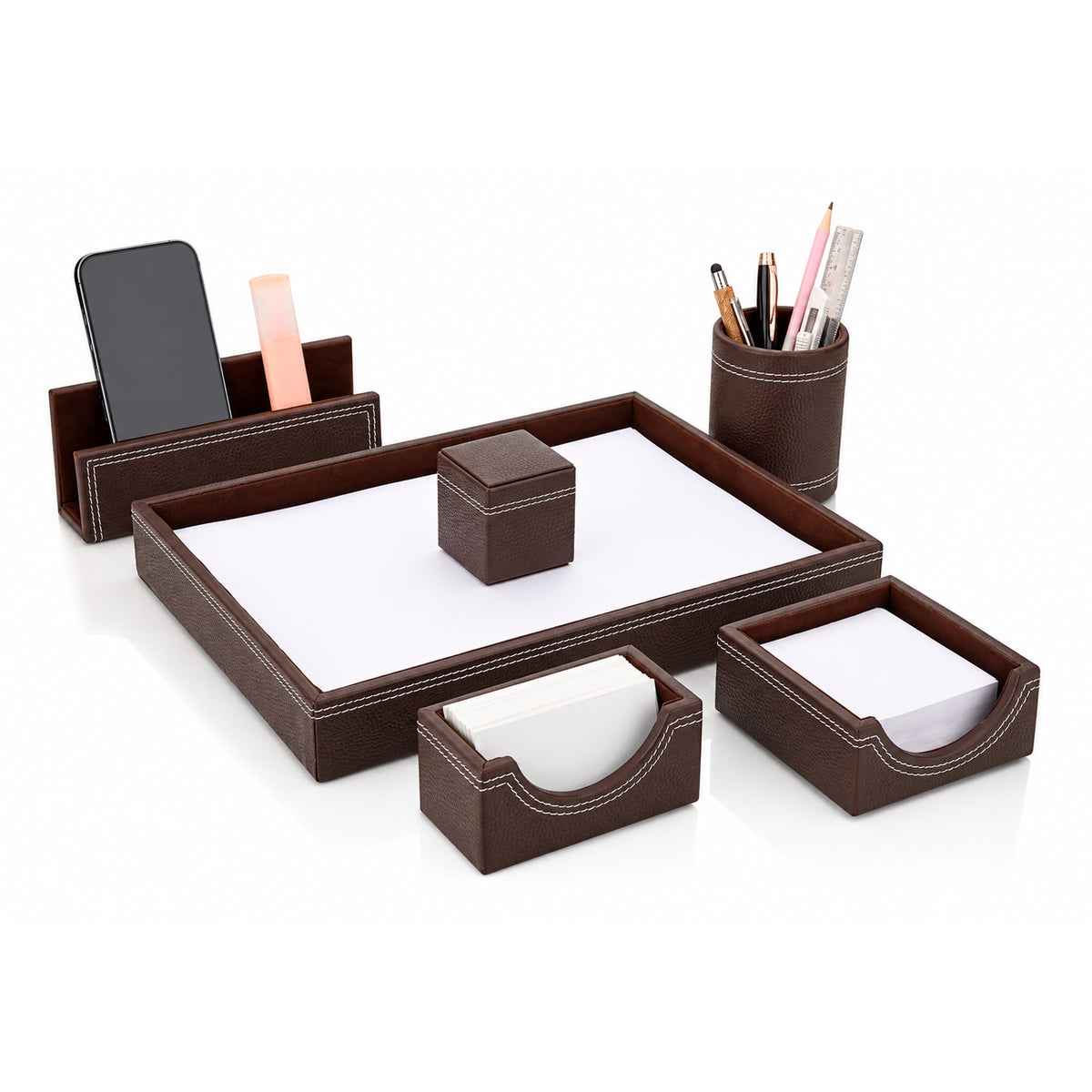 Offigifts Brown Executive Desktop Organiser Set