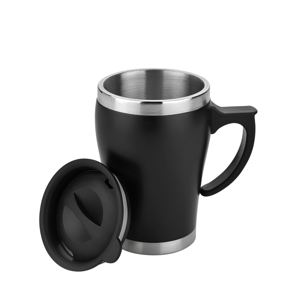 Steel Coffee Mug with Handle/Lid 350 ml - Customisable Corporate Drinkware