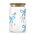 Decorative Bow Glass Storage Jar with Wooden Lid