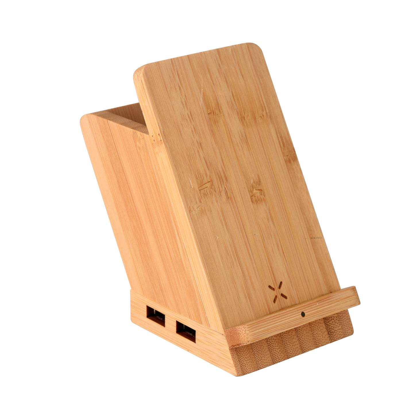 Maple 15W Bamboo Wireless Charger & USB Hub with Pen Stand