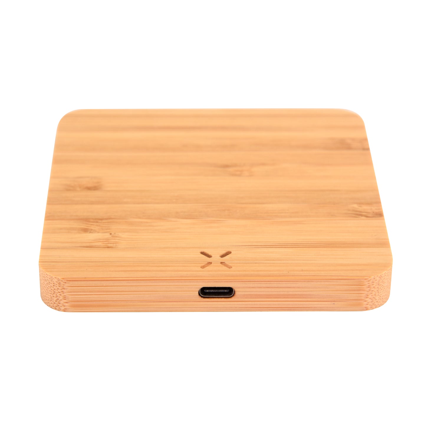 Pine 15W Square Bamboo Wireless Charger with USB Hub