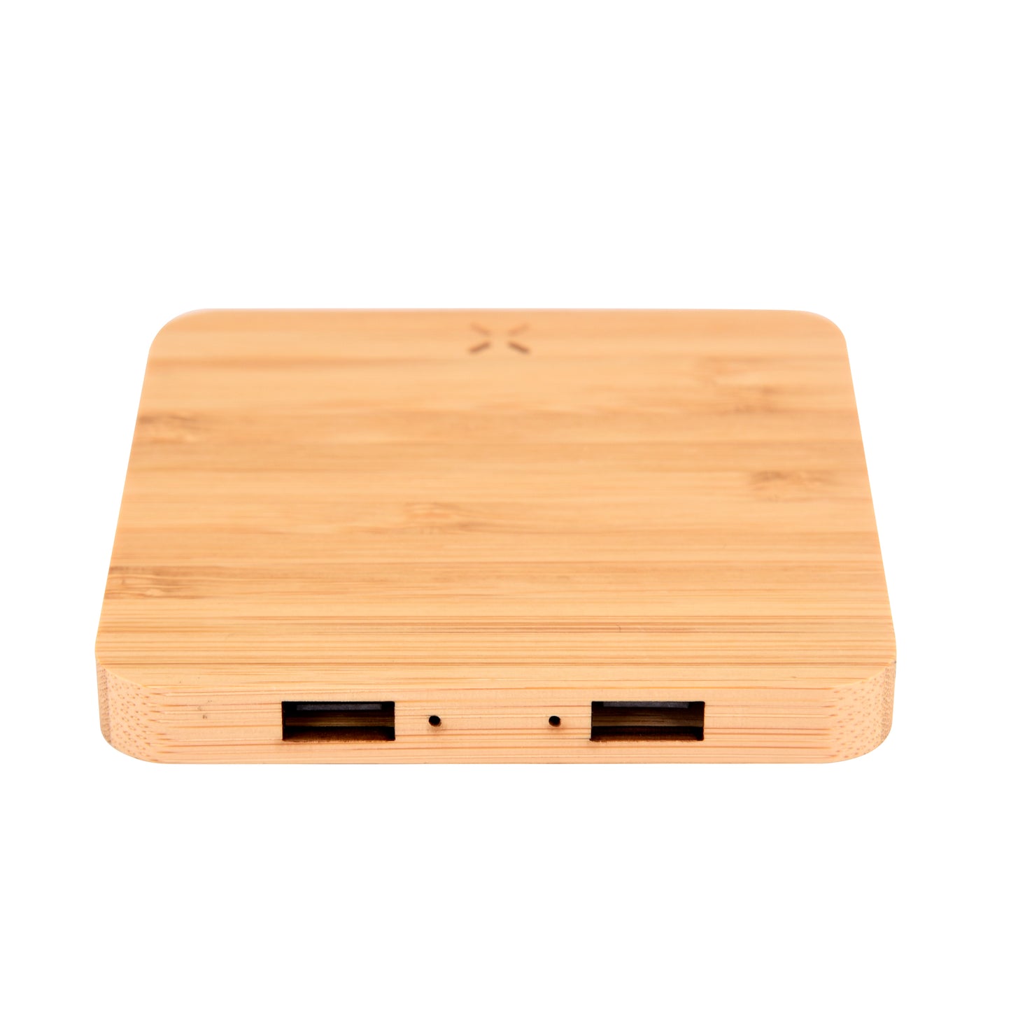 Pine 15W Square Bamboo Wireless Charger with USB Hub