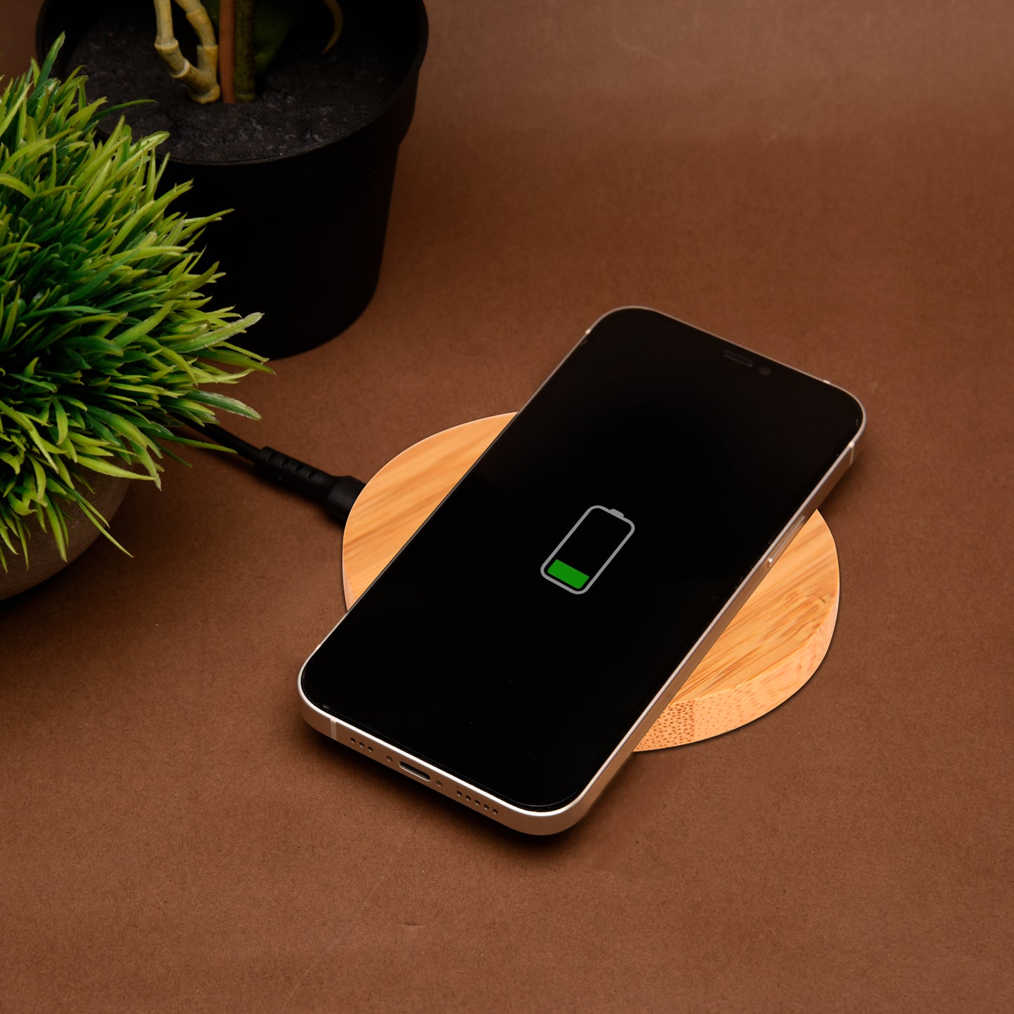 Olive 15W Round Bamboo Wireless Charger