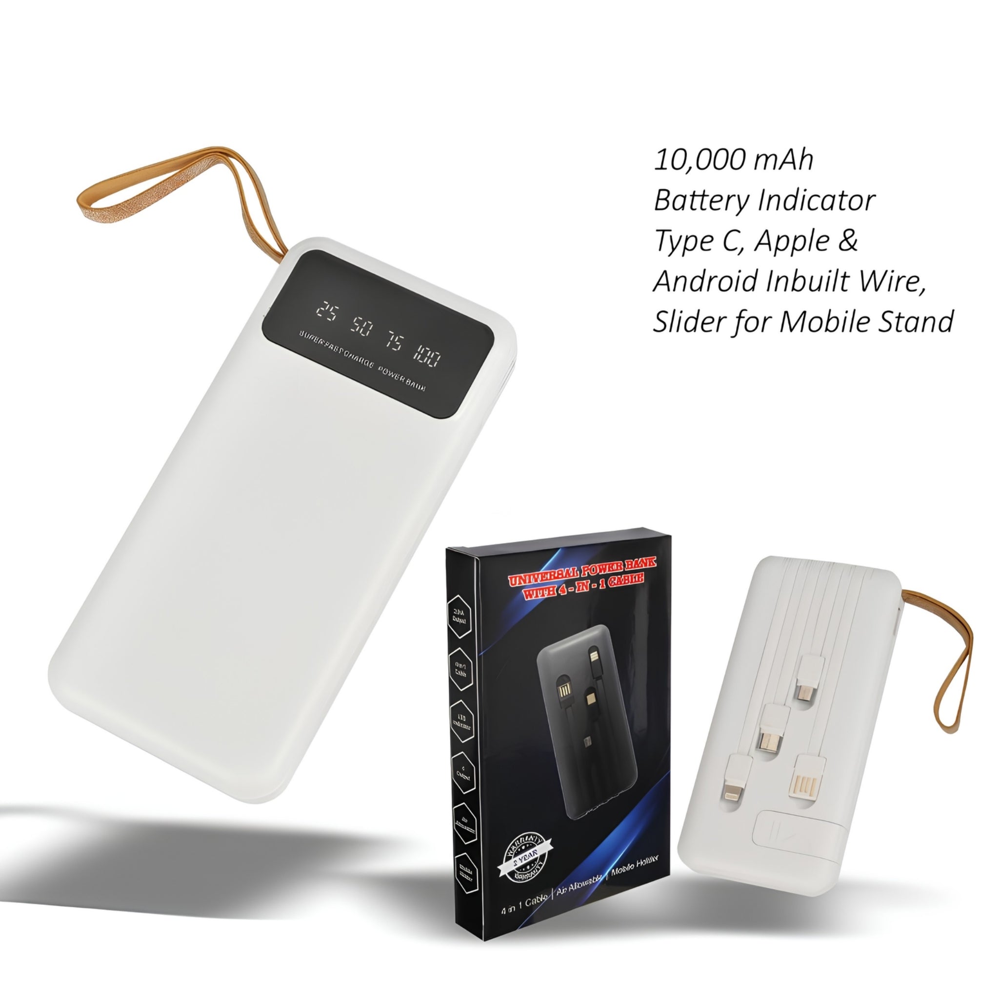 Powerbank 10000 mAh Inbuilt Cables - Customisable Corporate Tech Gift