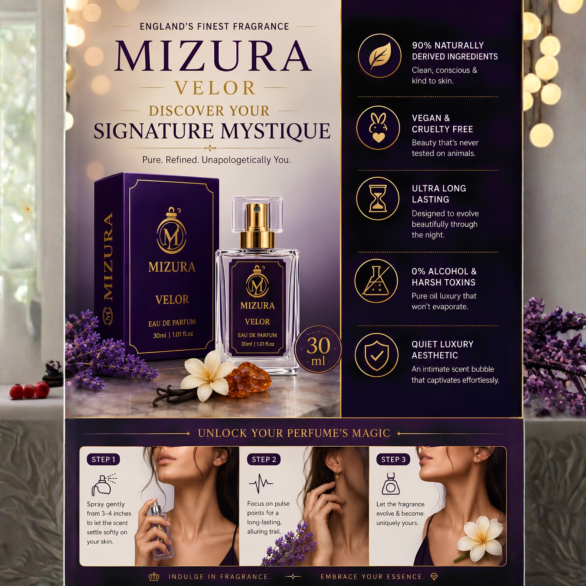 Mizura Velor Pure Non-Alcoholic Perfume 30ml