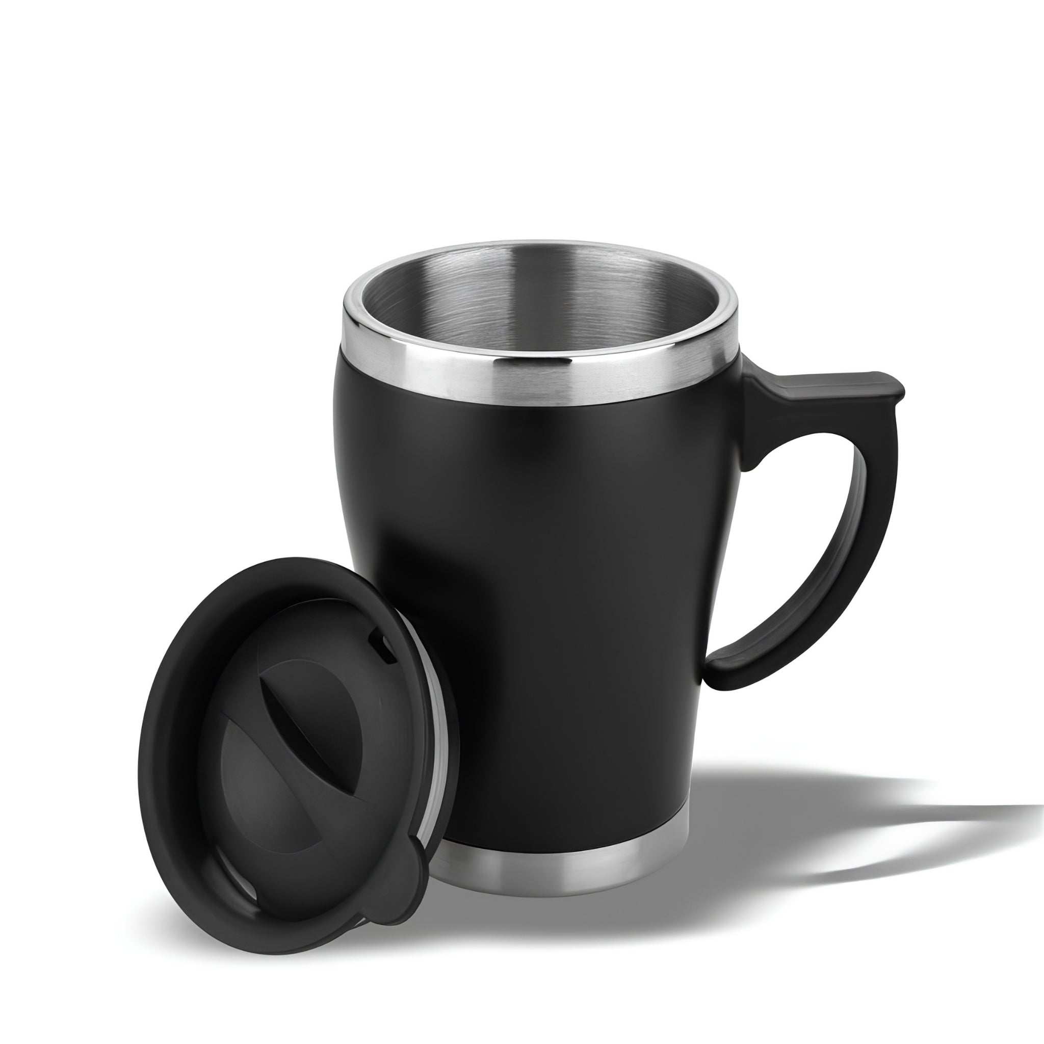 Steel Coffee Mug with Handle/Lid 350 ml - Customisable Corporate Drinkware